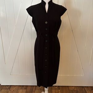 Calvin Klein Black Midi Flutter Sleeve Dress